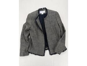 Doncaster 100% Silk Tweed Jacket Relaxed Fit Size 8 Black Cream